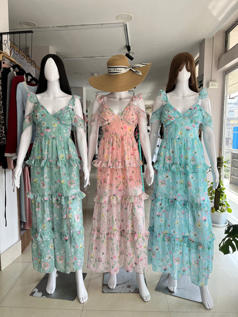 Summer Ruffle Sleeves Floral Sundress
